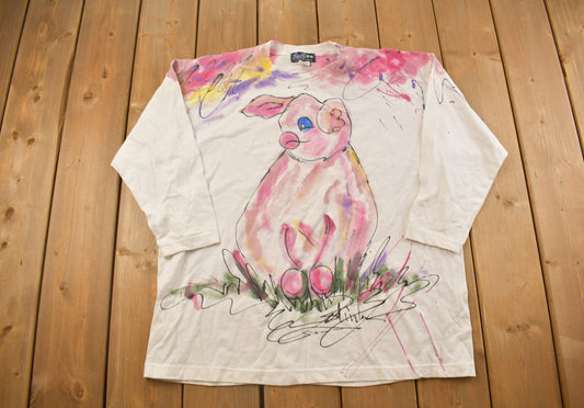 Vintage 1990s Abstract Pig Graphic T Shirt / Vintage T Shirt / Streetwear / Graphic Tee / Abstract Design