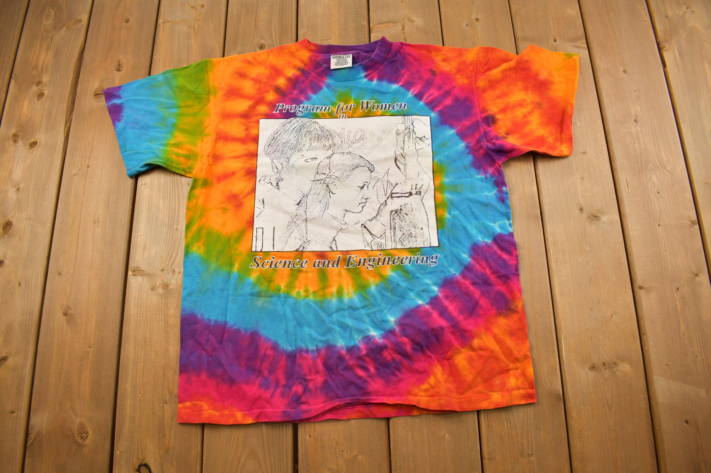 Vintage 1990s Science And Engineering For Women Tie Dye T Shirt / Vintage T Shirt / Streetwear / Graphic Tee / Single Stitch /All Over Print