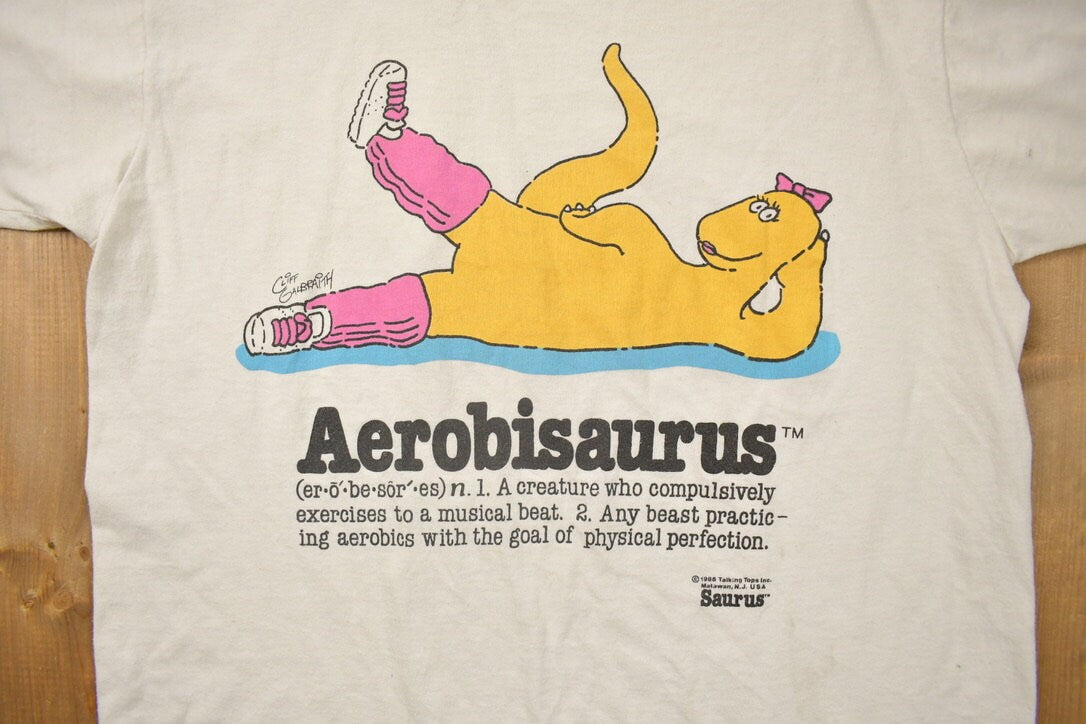 Vintage 1980s Aerobisaurus Graphic T Shirt / Vintage T Shirt / Streetwear / Graphic Tee / Single Stitch / Made In USA