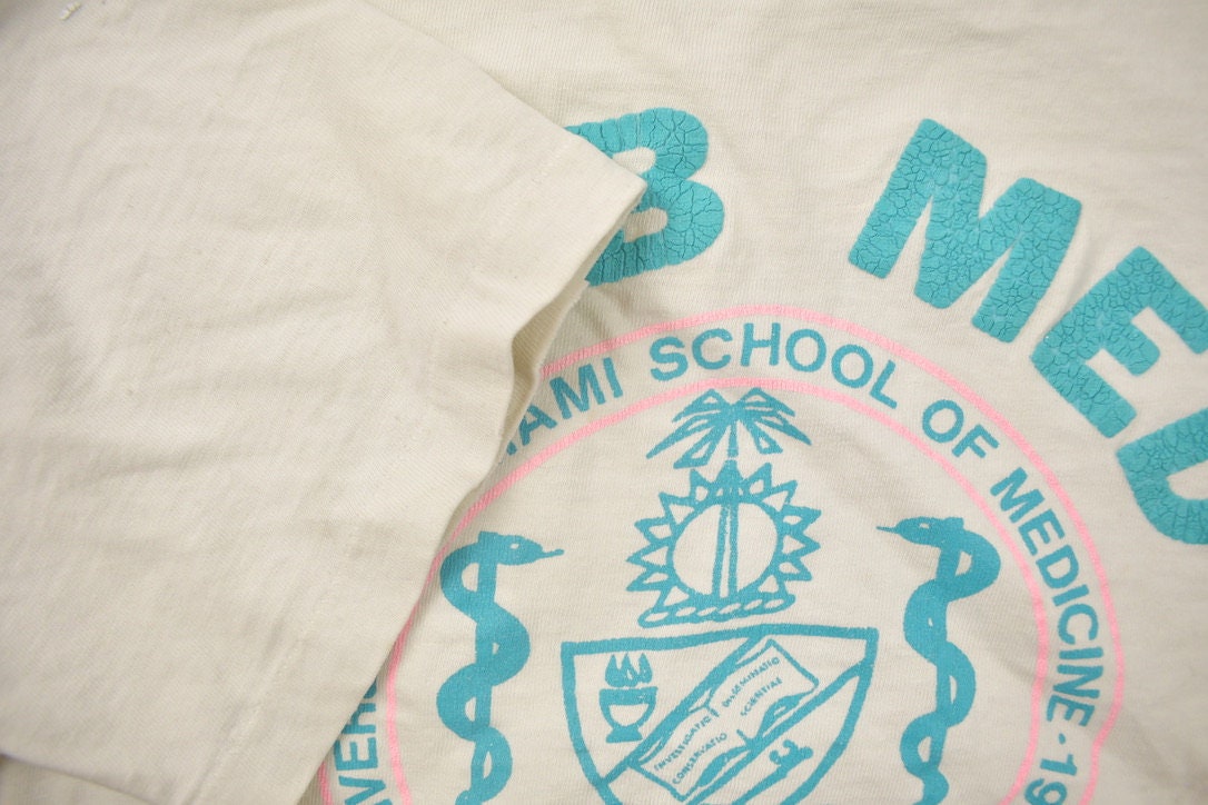 Vintage 1990s University Of Miami Club Med Graphic T Shirt / Vintage T Shirt / Streetwear / Graphic Tee / Single Stitch / Made In USA