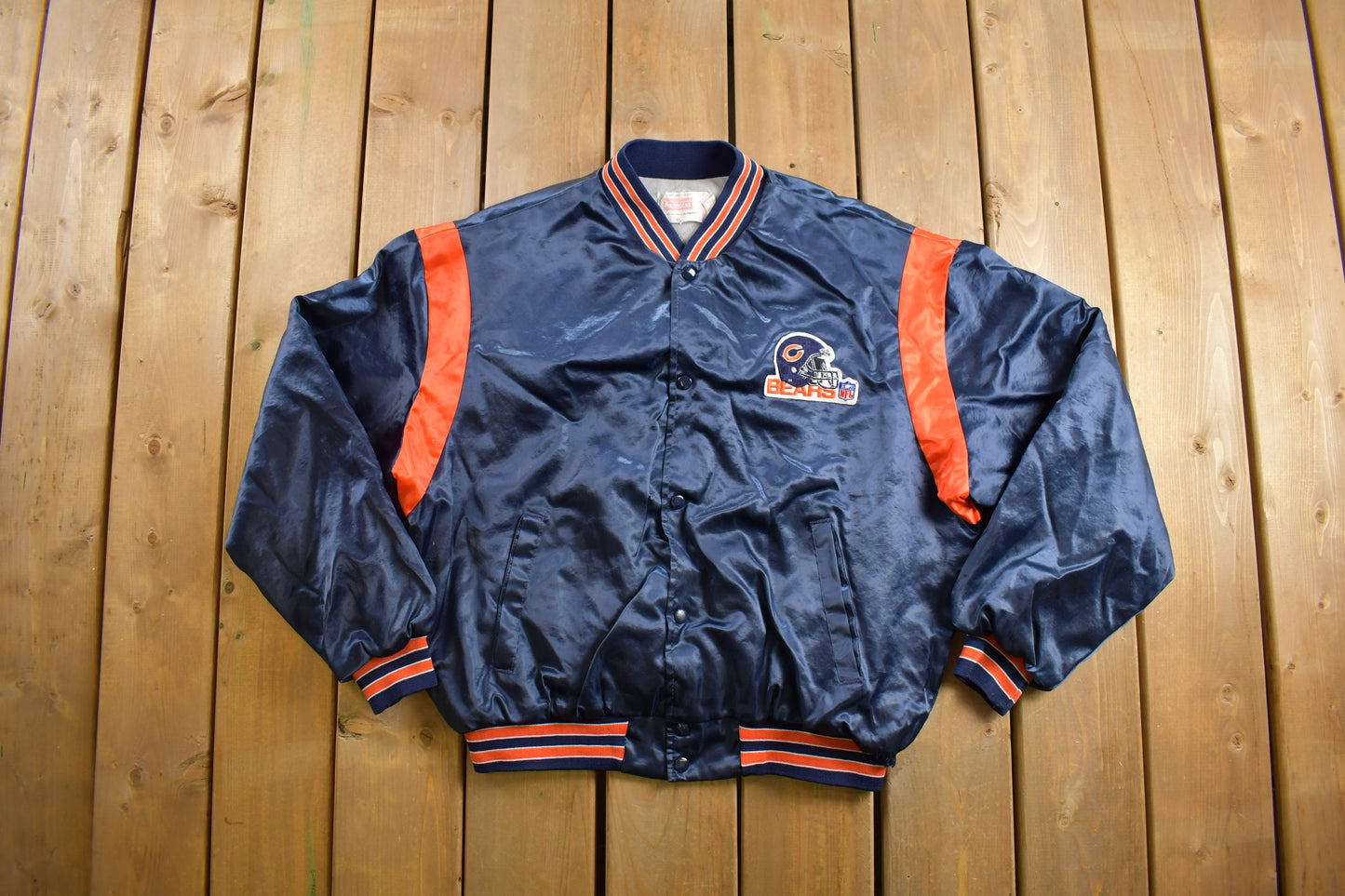 Vintage 1980s Chicago Bears NFL Satin Bomber Jacket / Swingster / Athleisure / Streetwear / Authentic Pro Line By Starter / Patchwork / USA