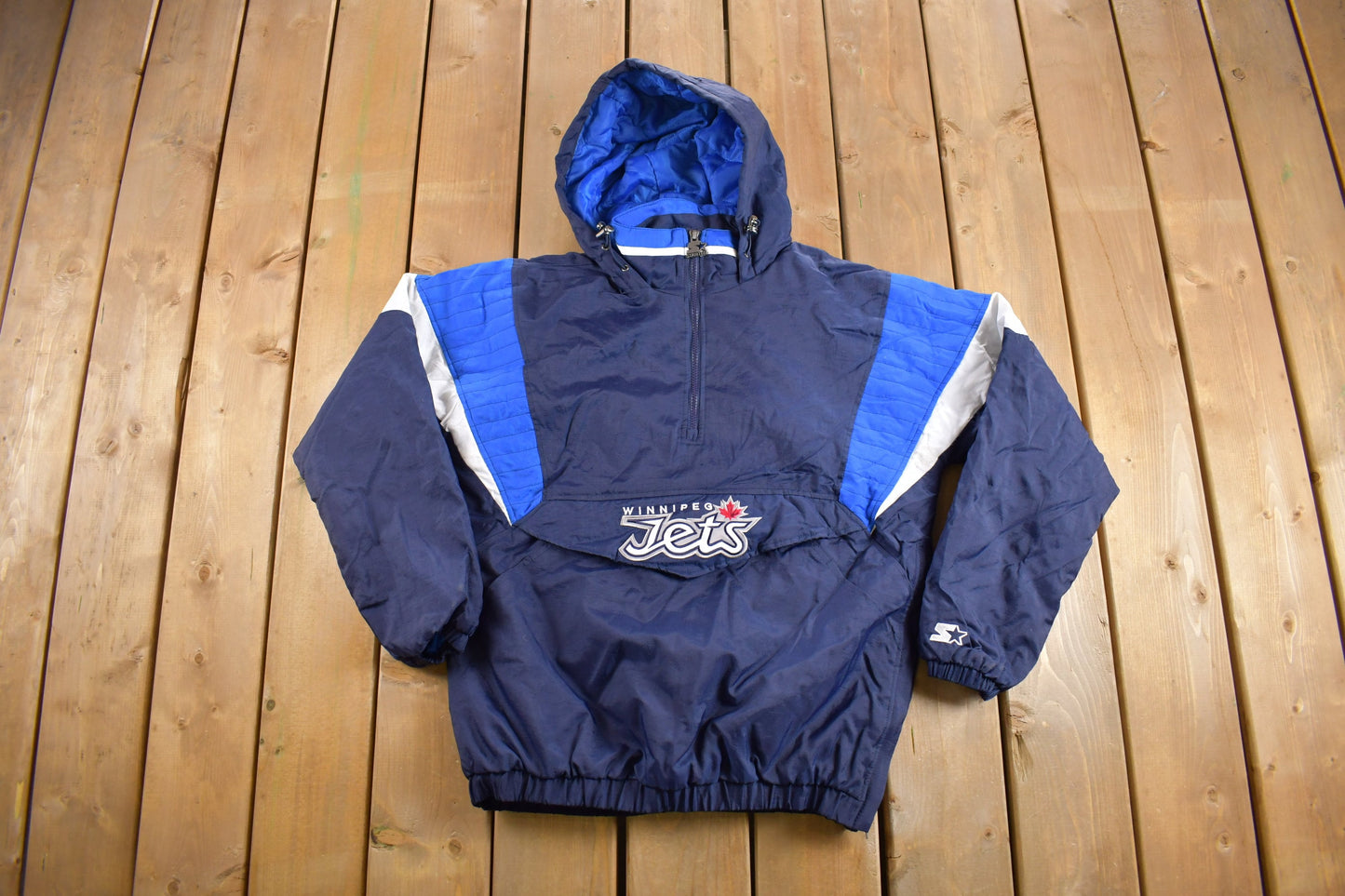 Vintage 1990s Winnipeg Jets NHL Starter Jacket / Half Zip / Hockey / Sportswear / 90s / Quarter Zip / Embroidered / 90s NHL