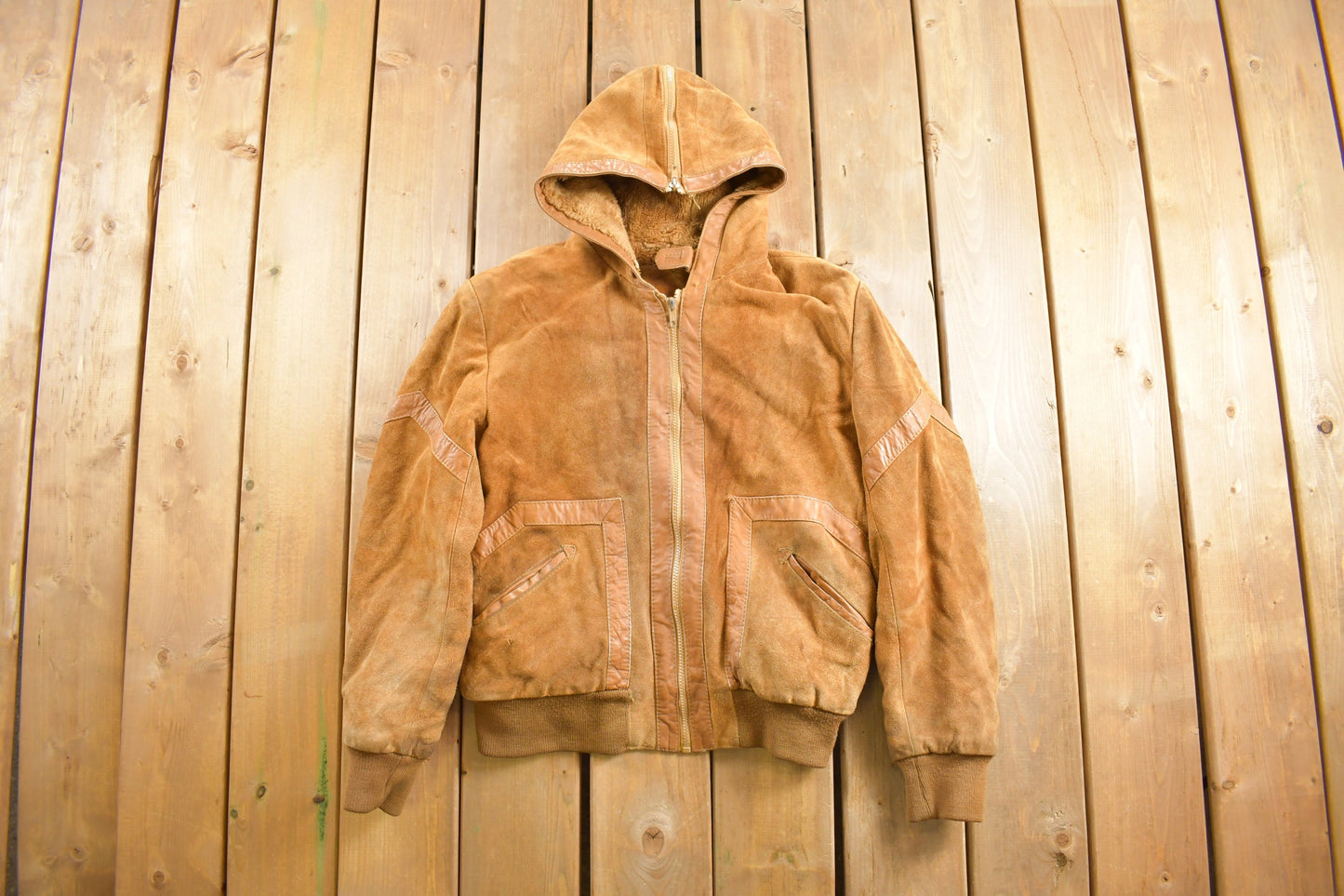 Vintage 1980s Sherpa Lined Suede Leather Jacket / Fall Outerwear / Leather Coat / Winter Outerwear / Suede Jacket / 80s Leather