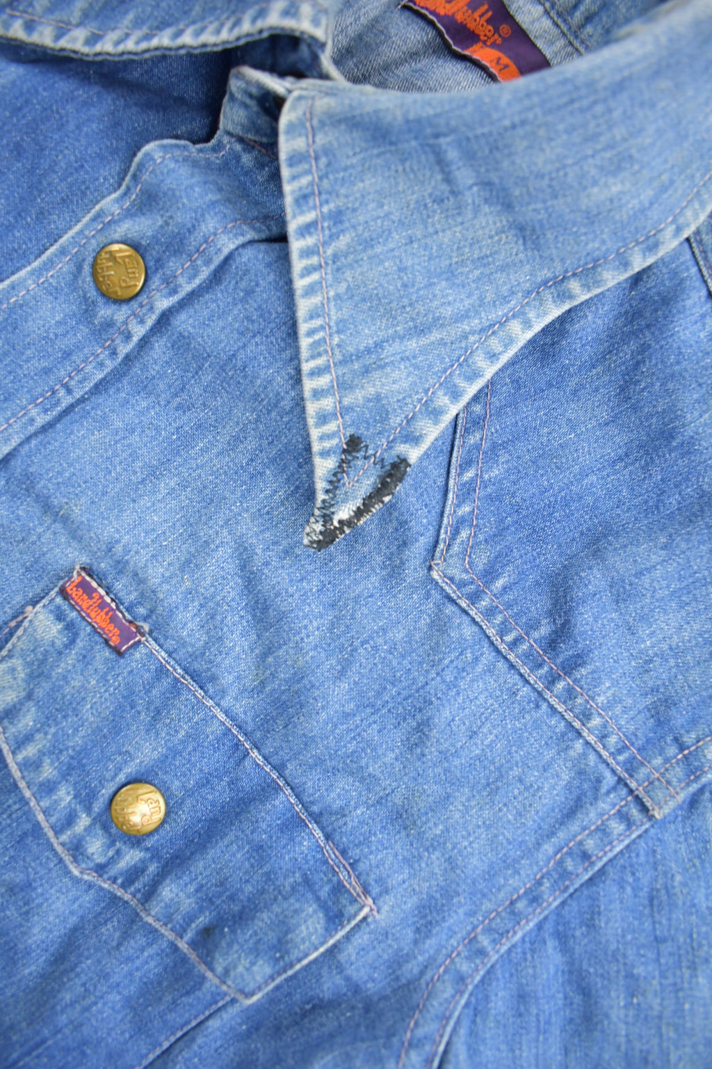 Vintage 1970s Land Hubber Denim Button Up Shirt