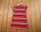 Vintage 1970s Womens Striped Tennis Dress