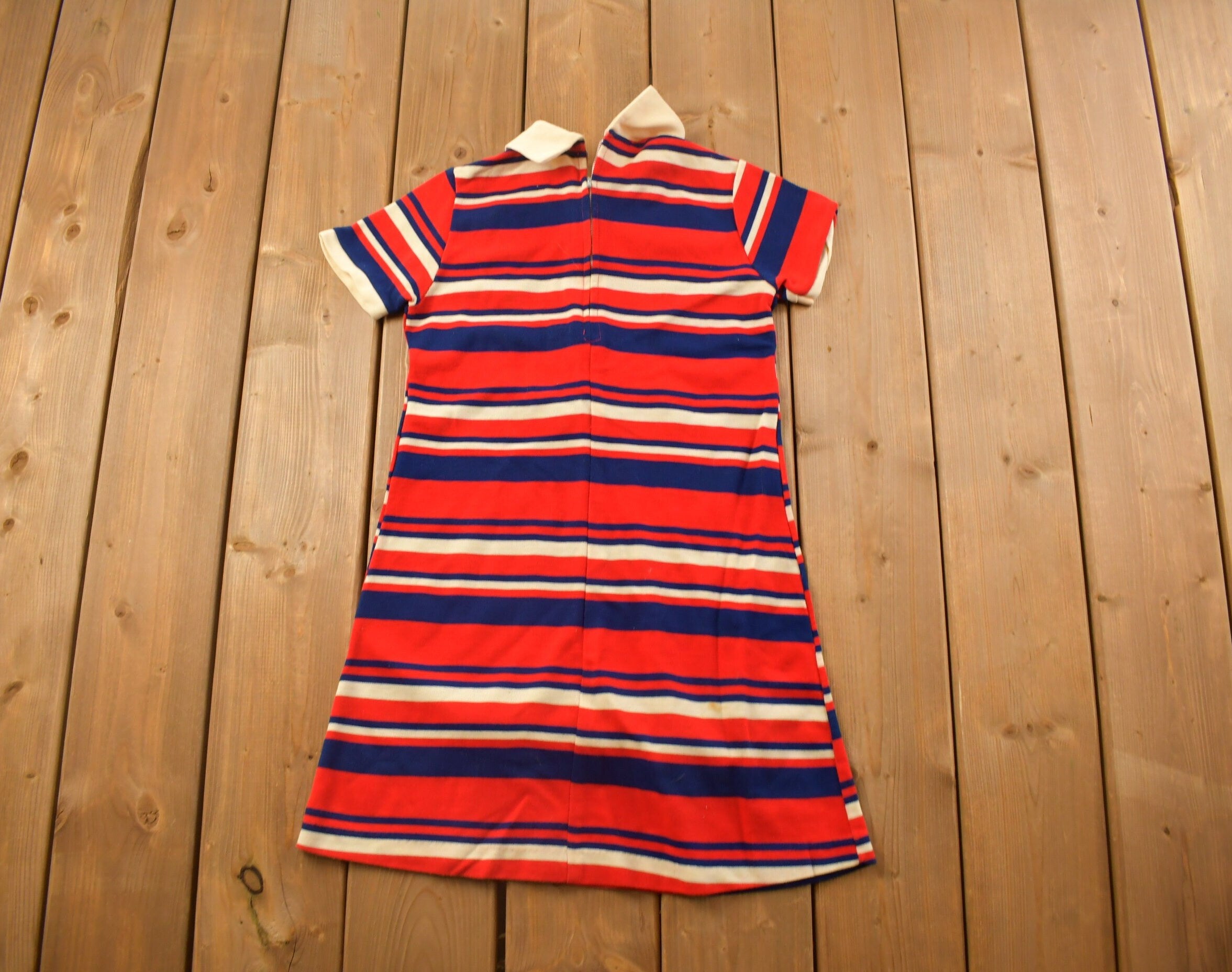 Vintage 1970s Womens Striped Tennis Dress