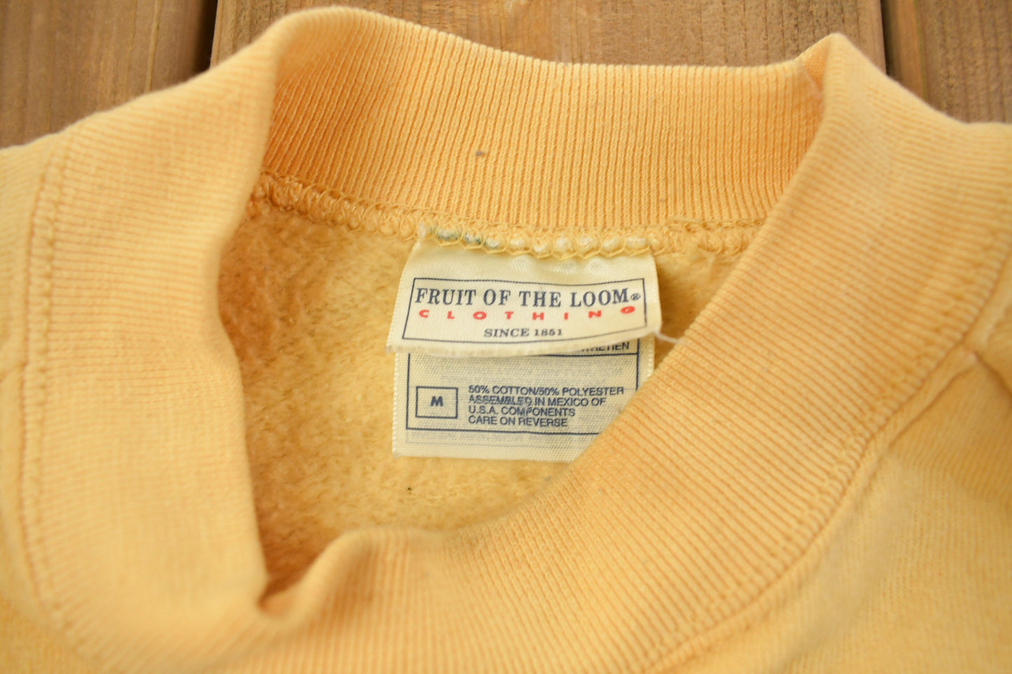 Vintage 1990s Fruit Of The Loom Yellow Blank Crewneck Sweatshirt / 90s Crewneck / Essential / Streetwear / 90s Blank