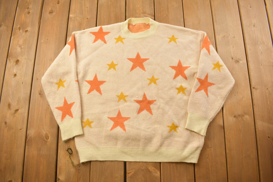 Vintage 1990s Stars All Over Crewneck Sweatshirt / 90s Crewneck / All Over Print / Streetwear /