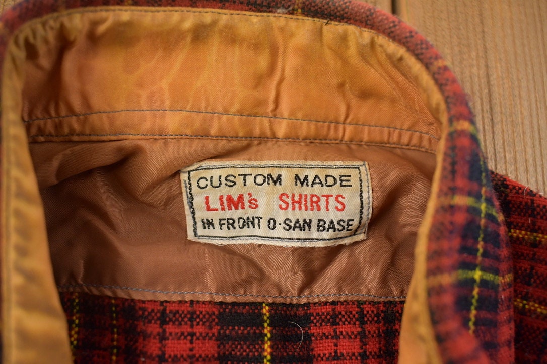Vintage 1980s Lim's Shirts Plaid Flannel Button Up Shirt