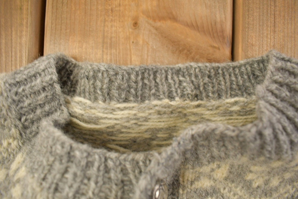 Vintage 1940s Cardigan Poppy Knit Geometric Wool Sweater