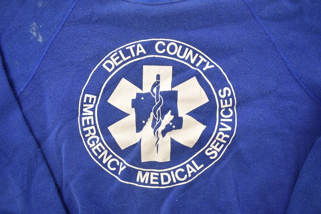 Vintage 1990s Delta County Medical Services Crewneck Sweatshirt / 90s Crewneck / Made In USA / Streetwear /