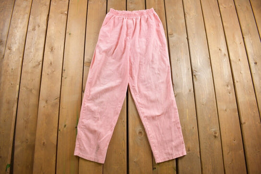 Vintage 1980s Pink Linen Trousers Size 26 - 30 x 27.5 / 80s Pants / Streetwear Fashion / 90s / 80s Slacks / Polyester Trousers