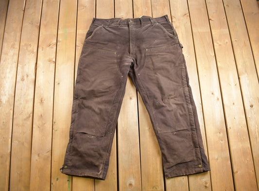 Vintage 1990s Thermal Lined Carhartt Double Knees Size 45 x 31 / Rare Carhartt / Perfectly Distressed / Carpenter Pants