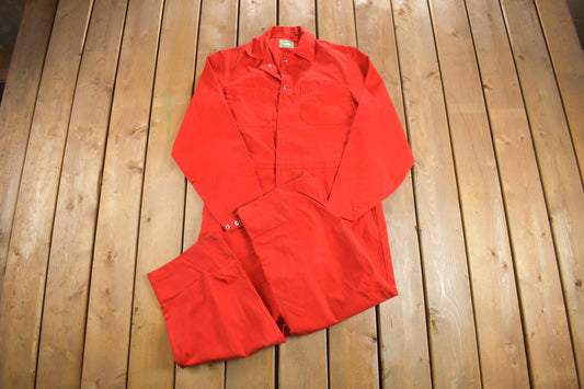 Vintage 1980s Canadian Red Coveralls / Vintage Coveralls / Vintage Workwear / Distressed Workwear / One Piece Work Suit