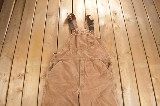 Vintage 1990s Carhartt Canvas Double Knee Overalls Size 40 x 30 / Thermal Lined / Utility Overalls / Vintage Workwear / Coveralls