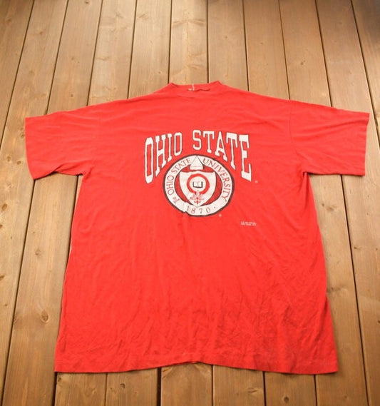 Vintage 1990s Ohio State University Collegiate T-Shirt / NCAA Tee / Americana / Sportswear / Single Stitch