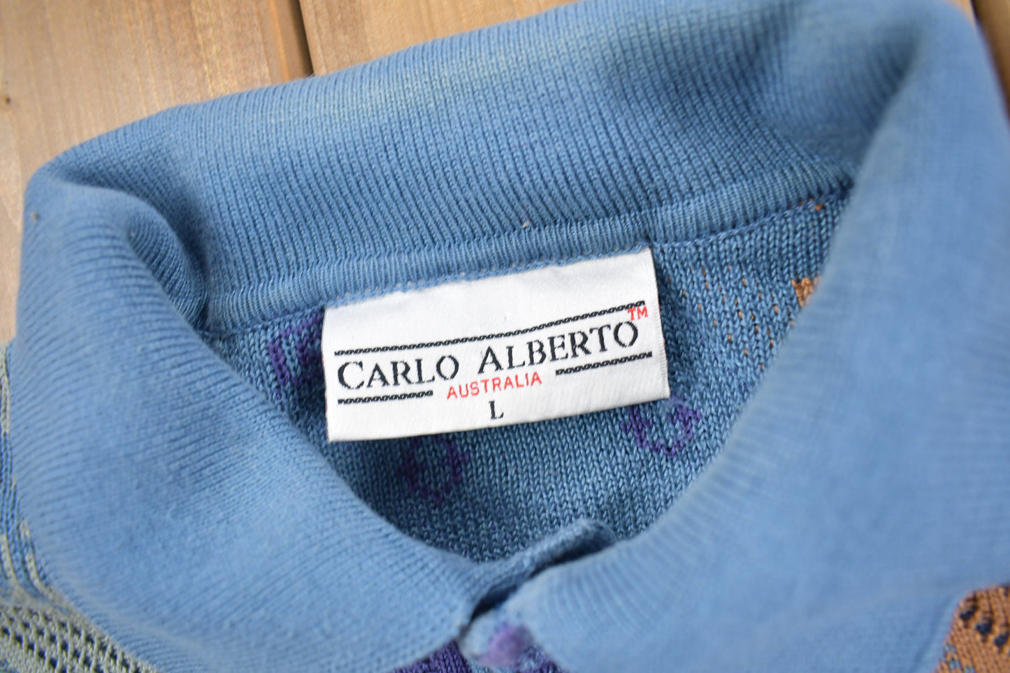 Vintage 1990s Carlo Alberto 3D Coloured Cable Knit Sweater / Vintage Quarter Button / Abstract Patterns /  / Made In Australia