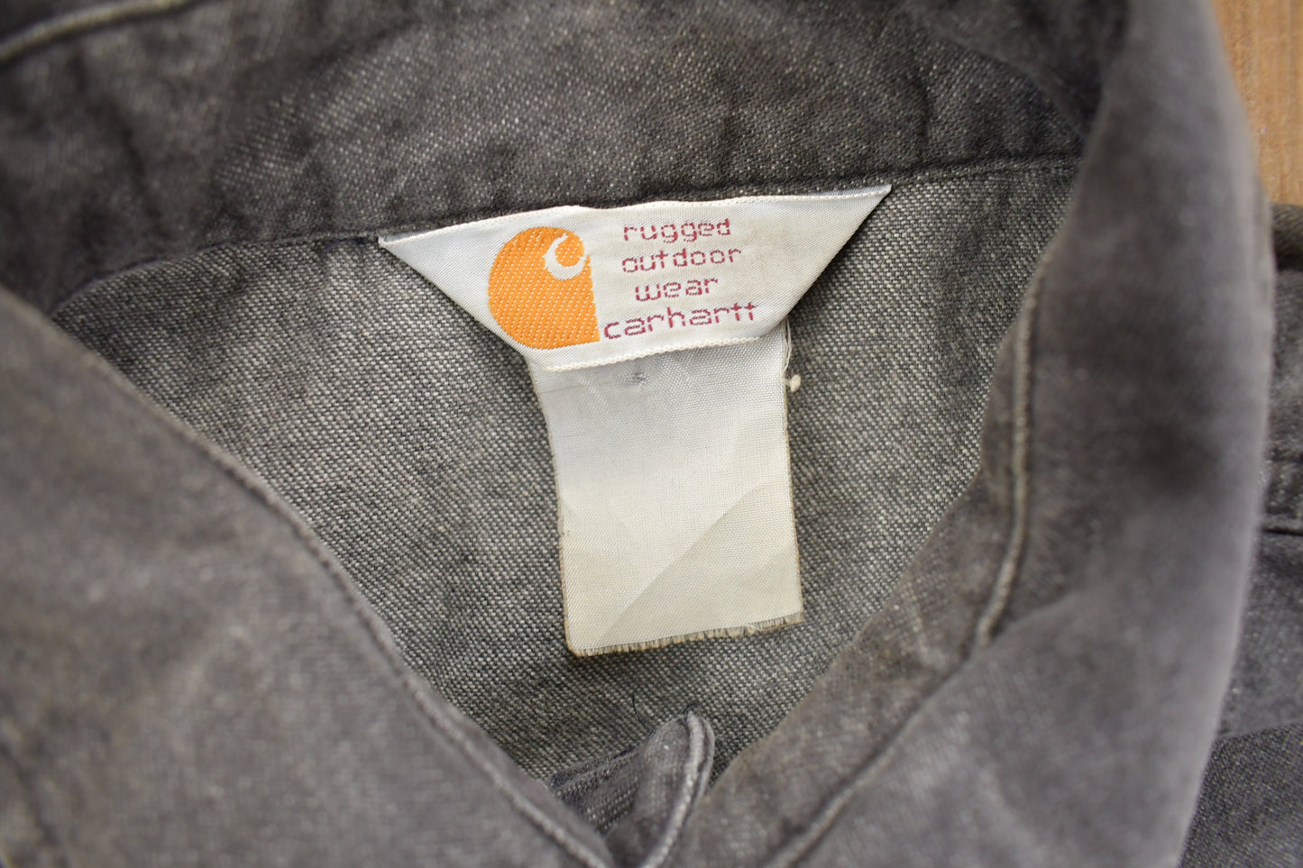 Vintage 1990s Carhartt Rugged Outdoor Wear Snap Button Up Shirt / 1990s Button Up / Vintage Workwear / Sun Faded / Made In USA