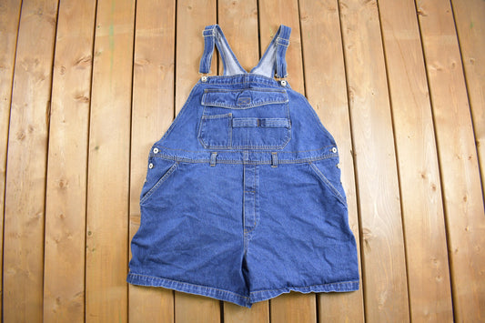 Vintage 1990s LA Blues Denim Jean Overall Shorts Size 44 x 5 / Vintage Overalls / Made in USA / Streetwear / Vintage Workwear
