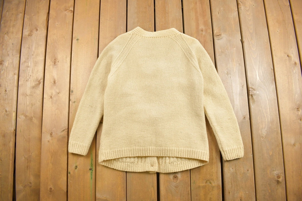 Vintage 1970s 3D Cable Knit Cardigan Sweater