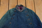 Vintage 1940's Suede Leather Button Up Cape Coat
