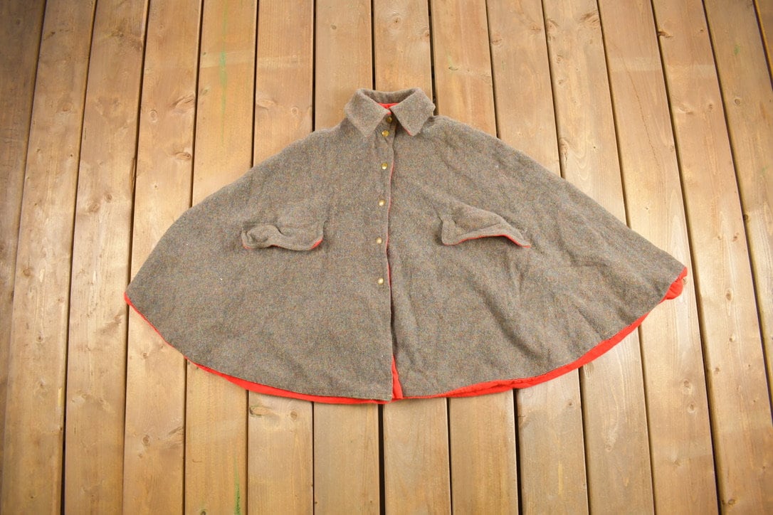 Vintage 1940's John Meyer Of Norwich Wool Button Up Cape Coat