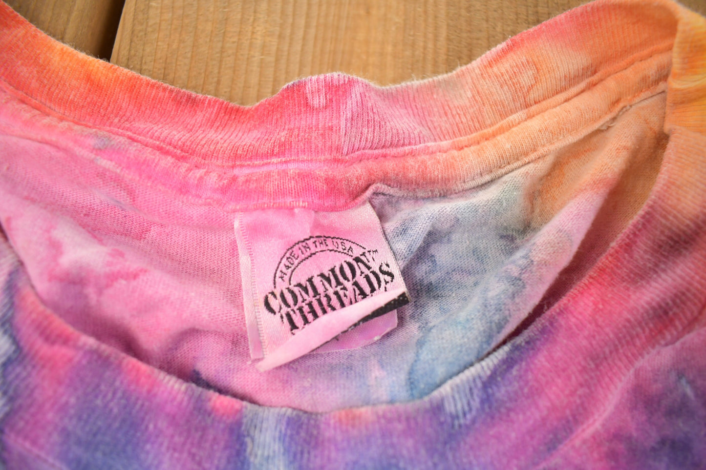 Vintage 1990s Common Threads Tie Dye All Over Print T-shirt / Vintage Band Tee / Music Promo / Tie Dye / Made In USA