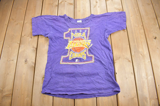 Vintage 1987 Los Angeles Lakers NBA Champs Graphic T-Shirt / Made In USA / Single Stitch / NBA Basketball / 90s Streetwear / Sportswear