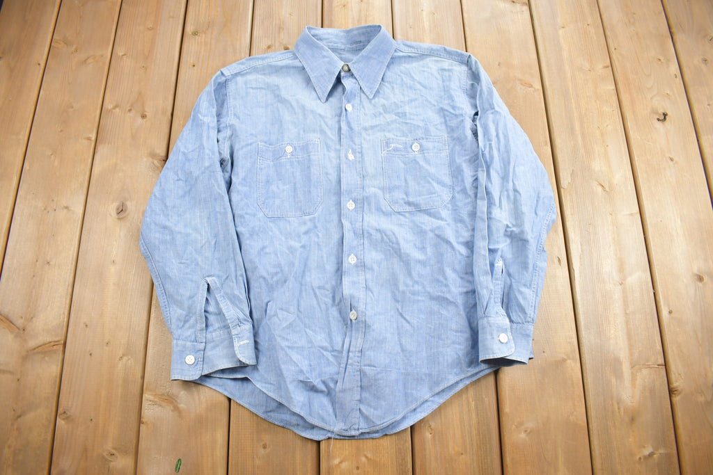 Vintage 1970s Embroidered Fish Button Up Shirt