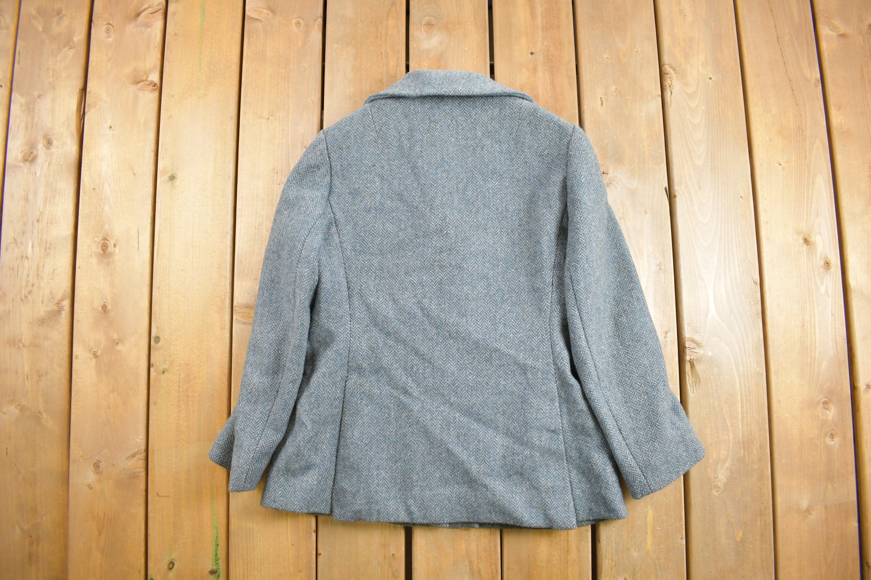 Vintage 1960s National Board Lined Herringbone Wool Jacket