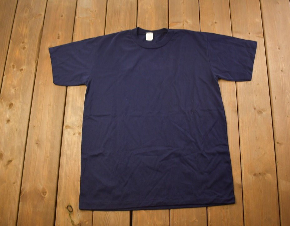 Vintage 1970s Deadstock Blank Navy T Shirt