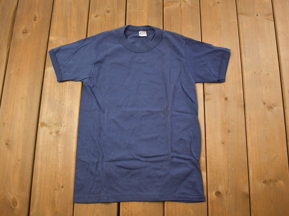 Vintage 1970s Deadstock Mr. Brief Blank Navy T Shirt