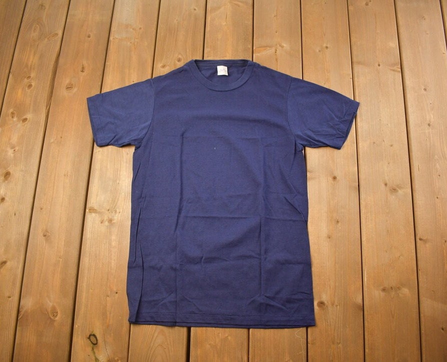 Vintage 1970s Deadstock Mr. Brief Blank Navy T Shirt
