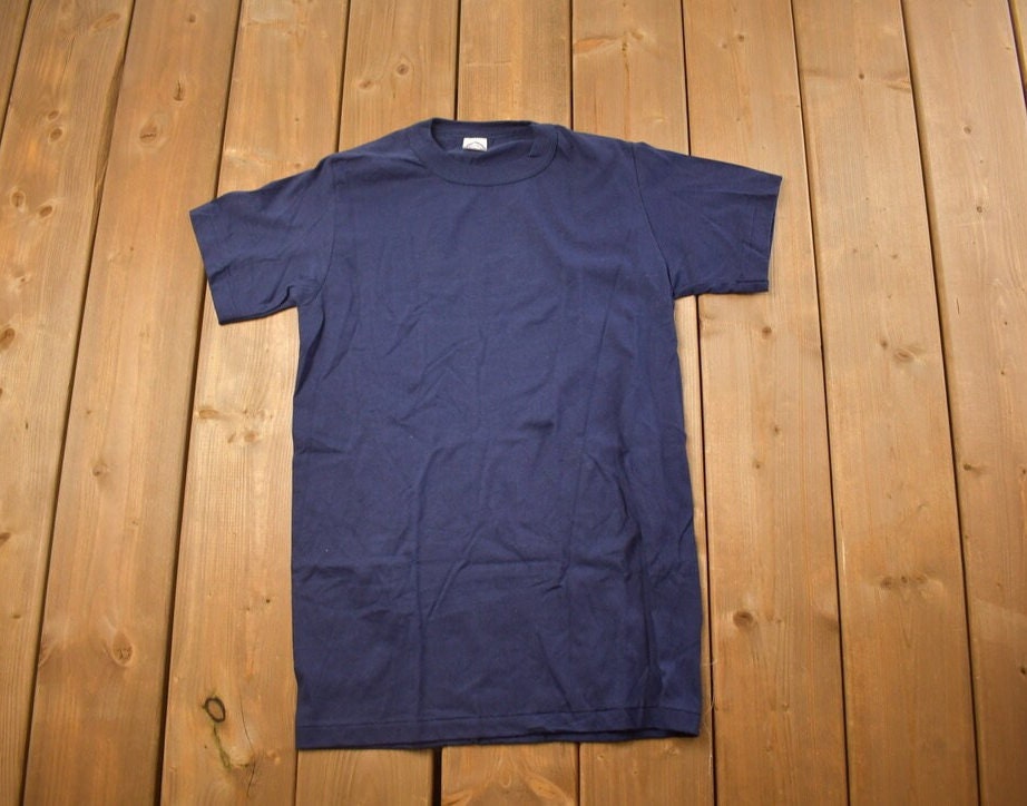 Vintage 1970s Deadstock Mr. Brief Blank Navy T Shirt