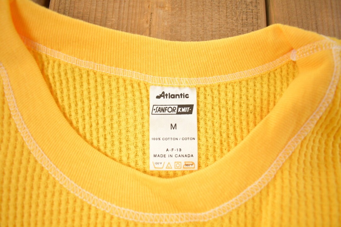 Vintage 1970s Deadstock Atlantic Sanfor Knit Thermal Yellow T Shirt