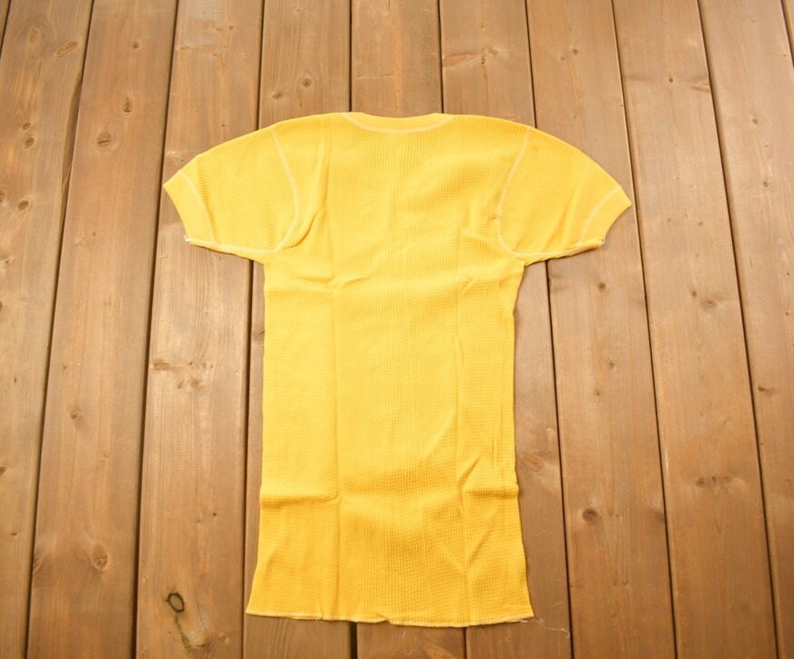 Vintage 1970s Deadstock Atlantic Sanfor Knit Thermal Yellow T Shirt