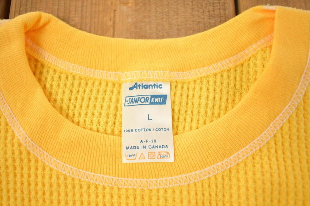 Vintage 1970s Deadstock Atlantic Sanfor Knit Thermal Yellow T Shirt