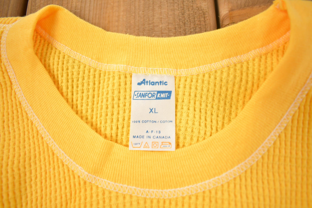 Vintage 1970s Deadstock Atlantic Sanfor Knit Thermal Yellow T Shirt