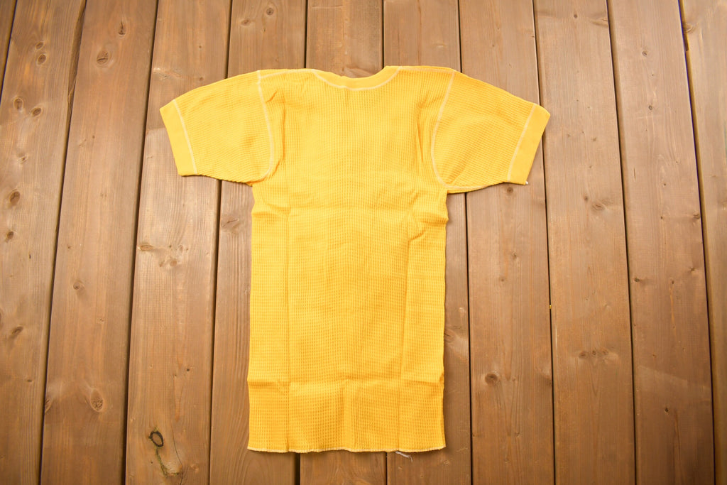 Vintage 1970s Deadstock Atlantic Sanfor Knit Thermal Yellow T Shirt