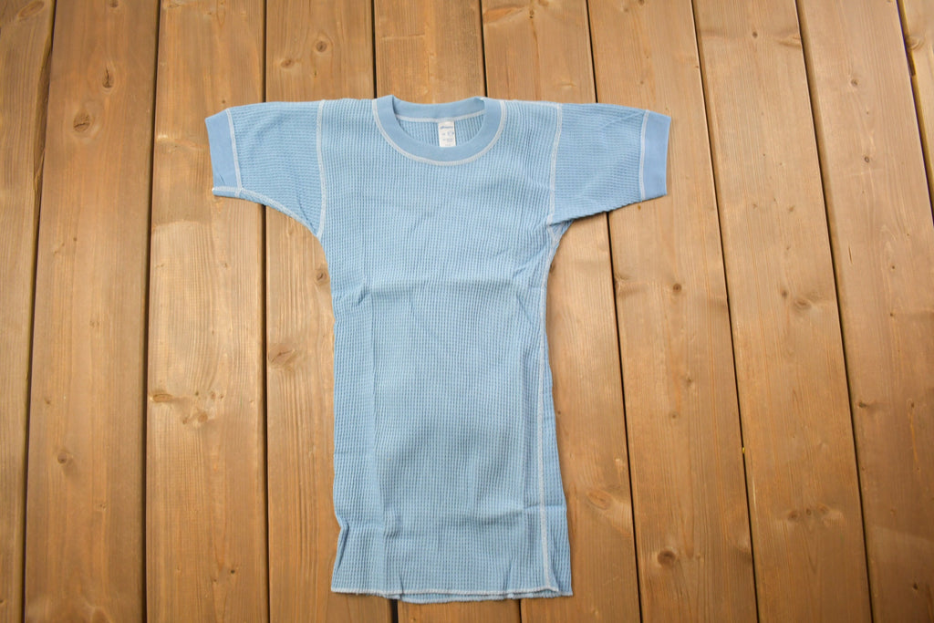 Vintage 1970s Deadstock Atlantic Sanfor Knit Thermal Blue T Shirt