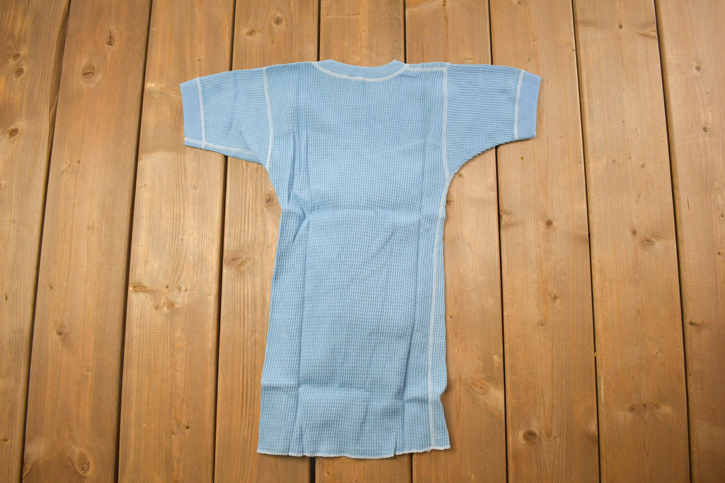 Vintage 1970s Deadstock Atlantic Sanfor Knit Thermal Blue T Shirt