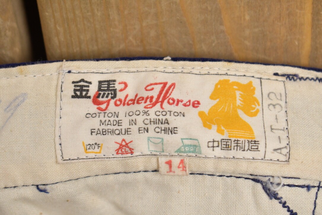 Vintage 1970s Golden Horse Navy Blue Corduroy Pants Size 26 x 30