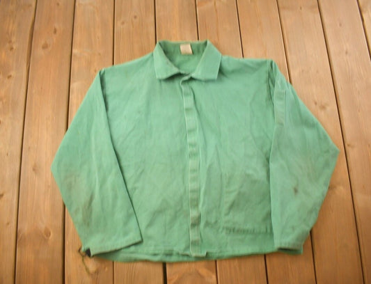 Vintage 1970s Blank Buttonless Green Button Up Shirt / 1970s Button Up / Vintage Flannel / Basic Button Up / Essentials / Vintage Blanks