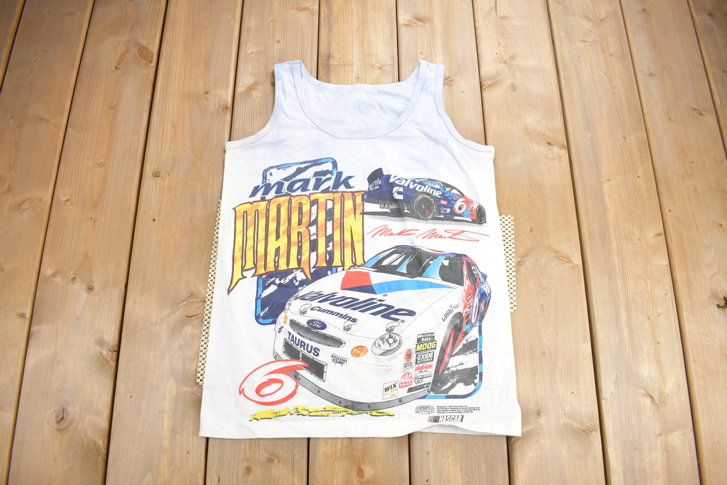 Vintage 1990s Mark Martin Nascar All Over Print Graphic Tank Top Shirt / Vintage Tank Top / Streetwear / American Vintage