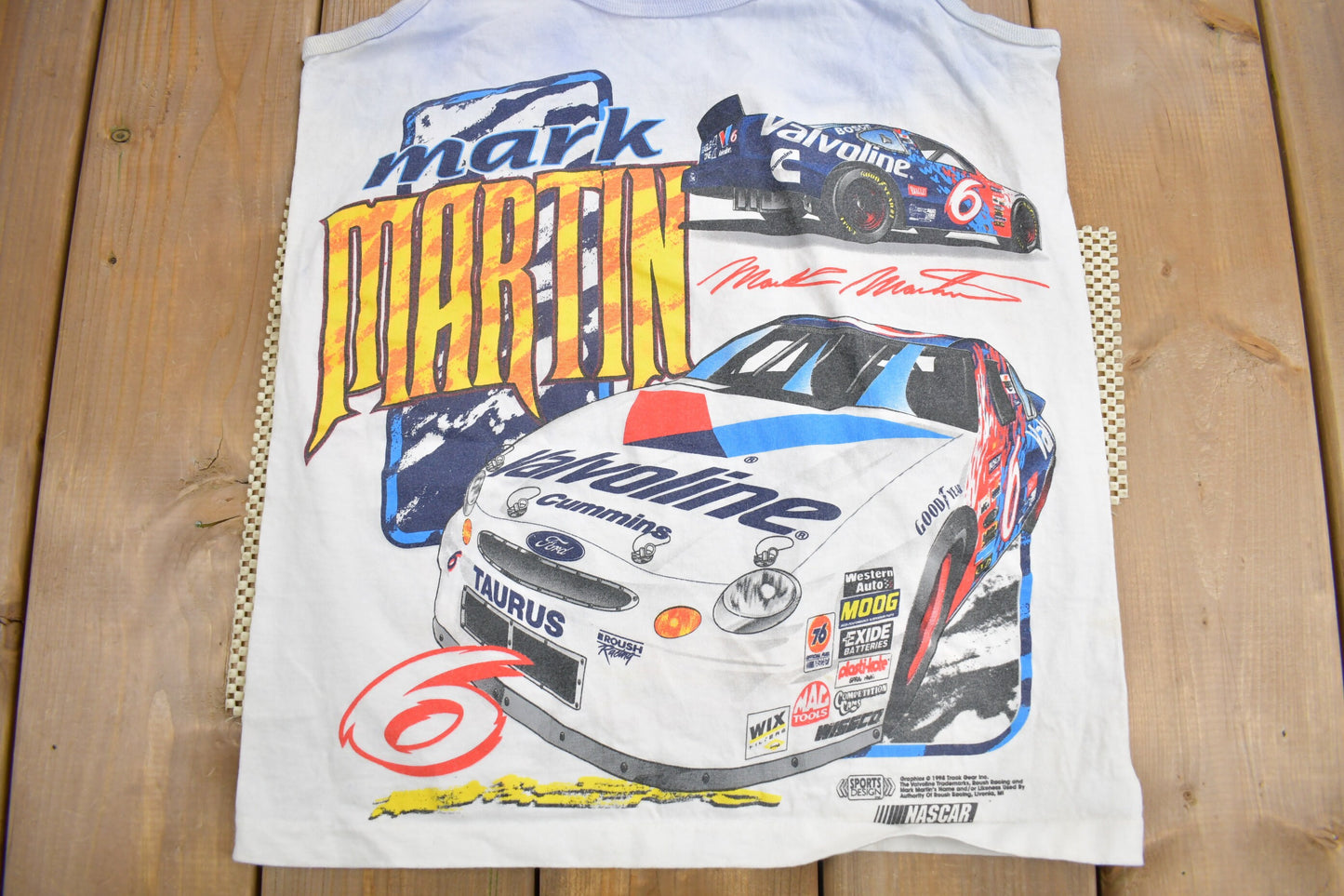 Vintage 1990s Mark Martin Nascar All Over Print Graphic Tank Top Shirt / Vintage Tank Top / Streetwear / American Vintage