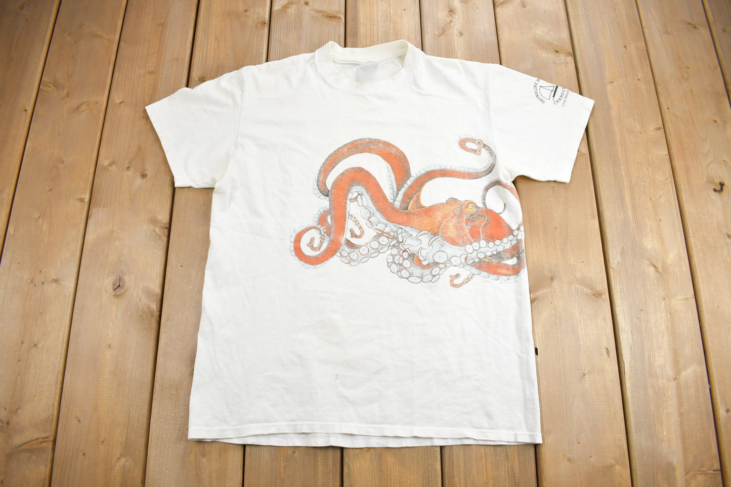 Vintage 1987 Octopus Graphic T-Shirt / Made In USA / Single Stitch / Streetwear / Shoreline Marine Chandlery / Harlequin