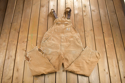 Vintage 1990s Carhartt Duck Canvas Jean Overalls Size 44 x 29 / Heavily Distressed / Hype Vintage / Streetwear / Vintage Workwear