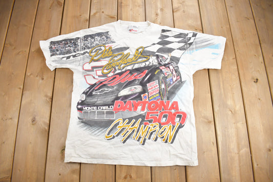 Vintage 1998 Dale Earnhardt All Over Print NASCAR T-Shirt / Made In USA / NASCAR Racing / 90s Streetwear / Chase Racewear / Heavy Weight