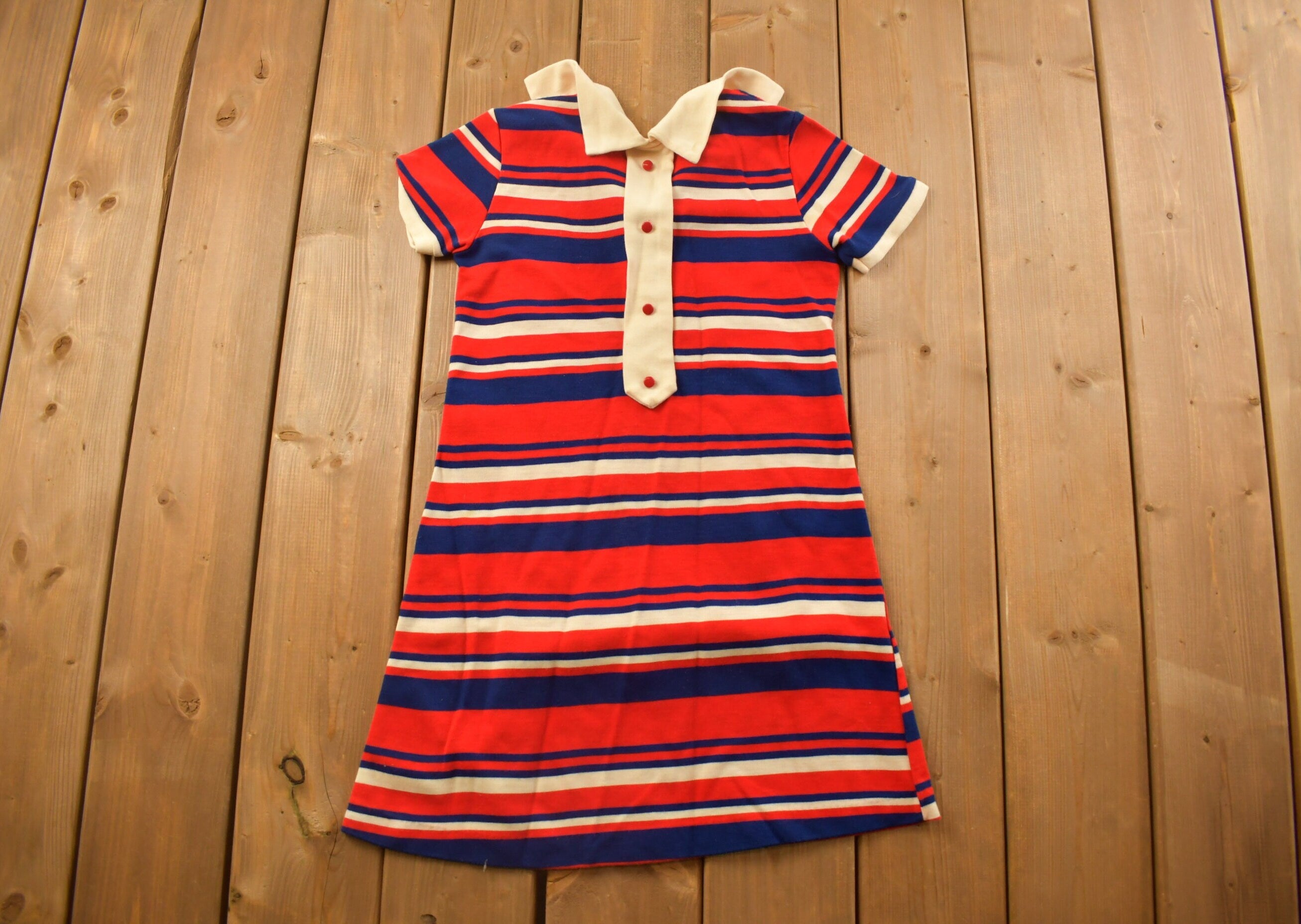 Vintage 1970s Womens Striped Tennis Dress