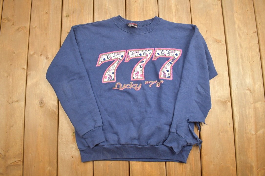 Vintage 1990s Lucky 7s Crewneck Sweatshirt / 90s Crewneck / Made In USA / Streetwear / Casino / Lucky / Thrashed